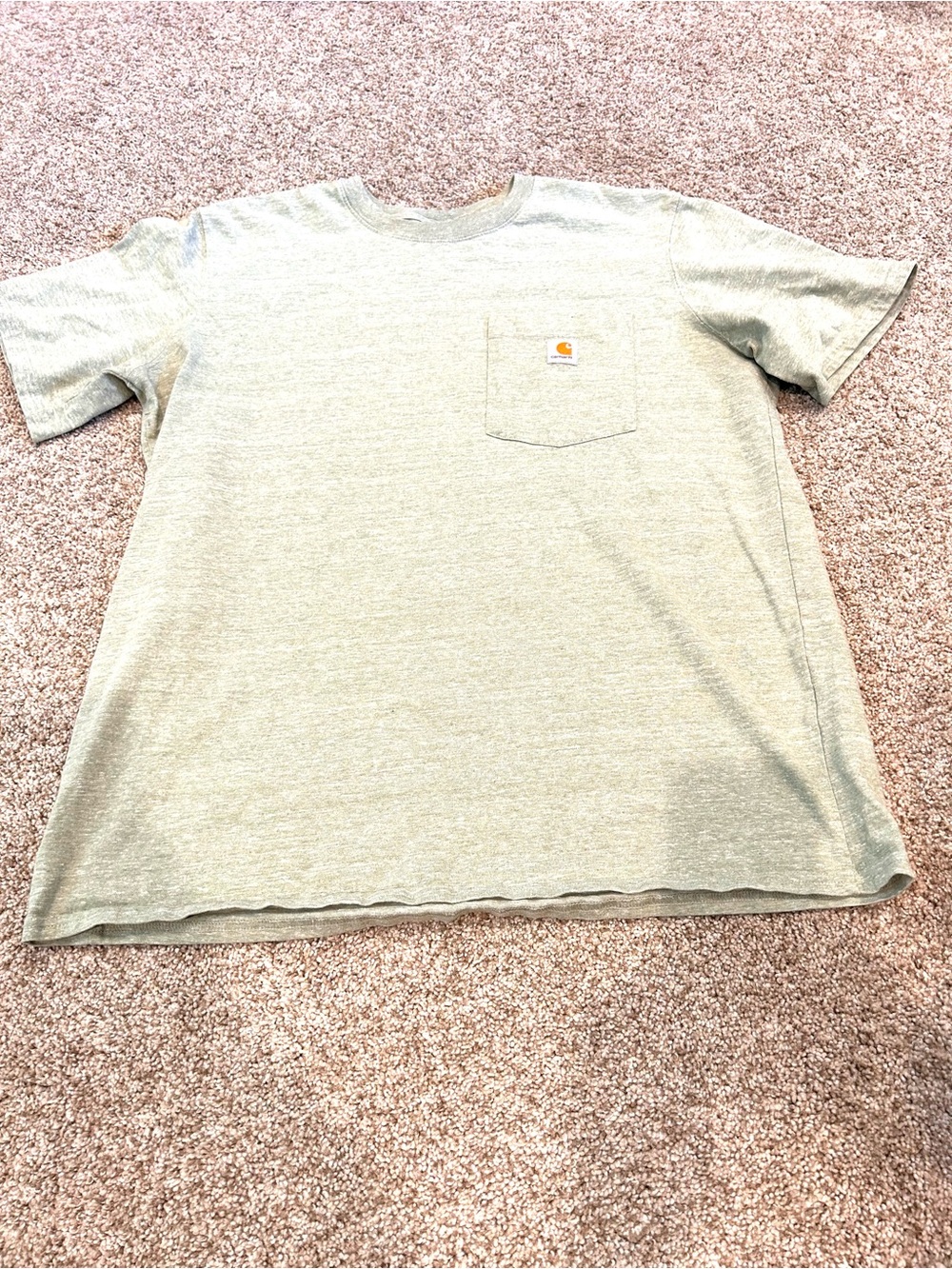 Carhartt Boys Loose Fit One Pocket Crewneck Short Sleeve Shirt. Green Heather.